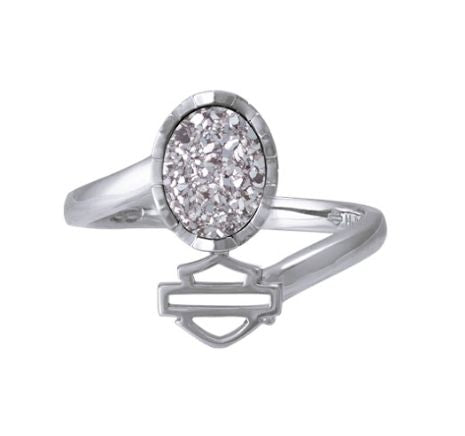 BAGUE "OVAL SILVER DRUSY"