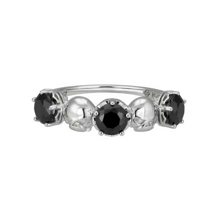 BAGUE "SKULL THREE STONE"