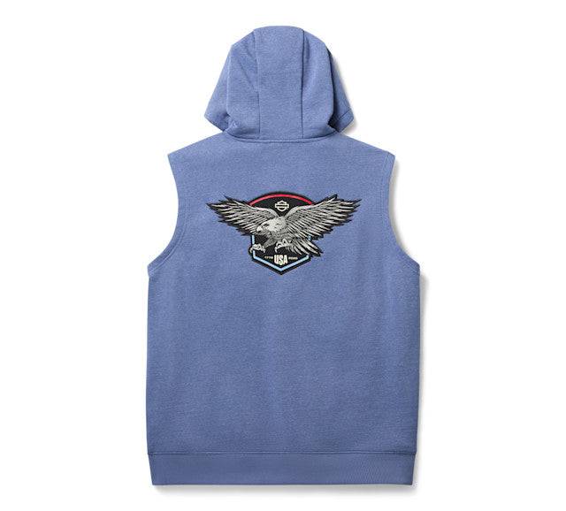 Sweat à capuche zippé Liberty Eagle sans manches pour hommes