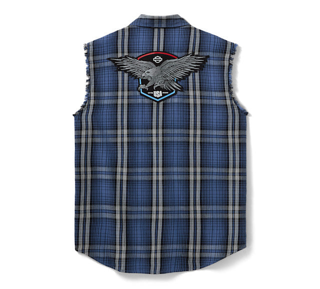 Chemise sans manches Liberty Eagle à carreaux pour hommes