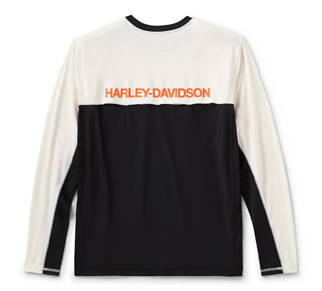 T-shirt à manches longues H-D TECH Vented pour hommes - Harley Black & Cloud Dancer