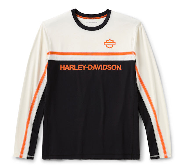 T-shirt à manches longues H-D TECH Vented pour hommes - Harley Black & Cloud Dancer