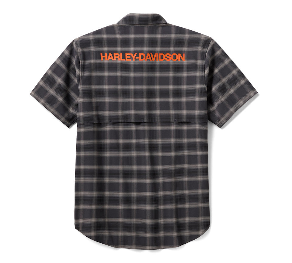 Chemise extensible H-D TECH Vented pour hommes - Plaid - Asphalt & Harley Black