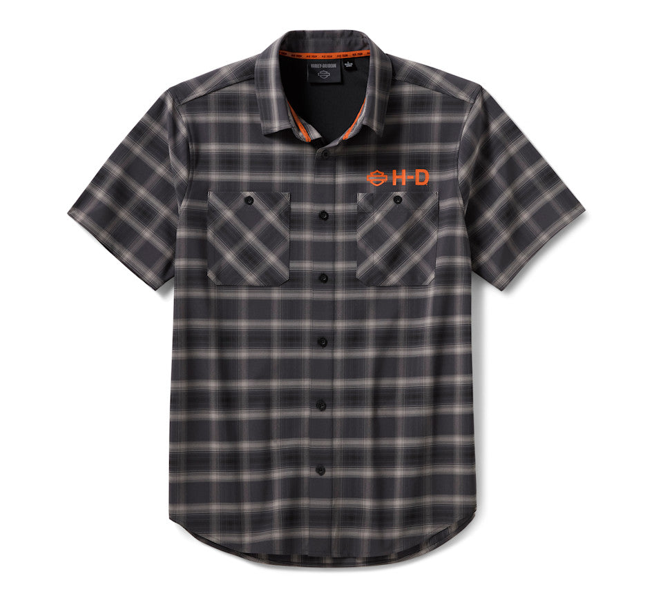 Chemise extensible H-D TECH Vented pour hommes - Plaid - Asphalt & Harley Black