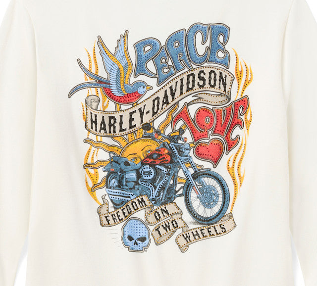 T-shirt Bling Freedom on Wheels à manches longues pour femmes - Cloud Dancer
