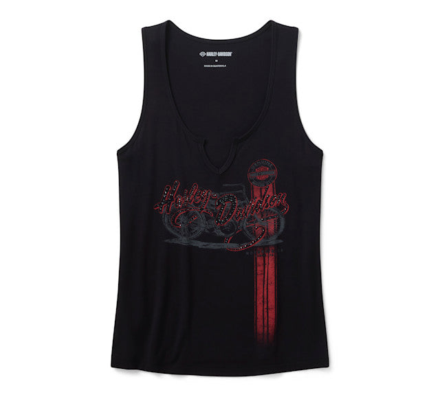 Débardeur Bling Rally n Ride à col cranté pour femmes - Harley Black