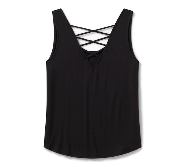 Débardeur Bling H-D Road Trip à lacets dans le dos pour femmes - Harley Black