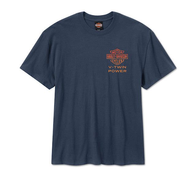 T-shirt H-D Engine Twins à manches courtes pour hommes - Mood Indigo