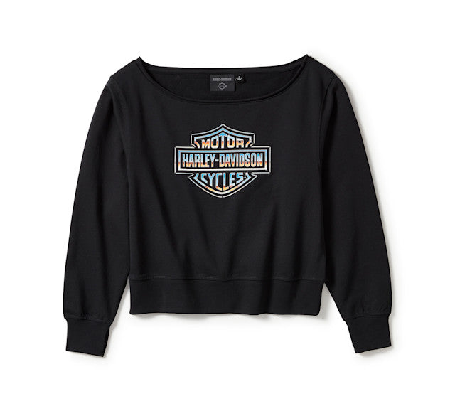 Sweat Chrome Evo Off The Shoulder Crew - Harley Black