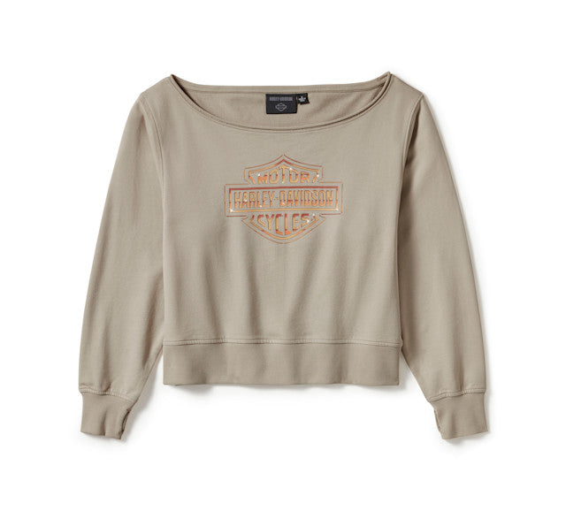 Sweat Chrome Evo Off The Shoulder Crew - Island Fossil
