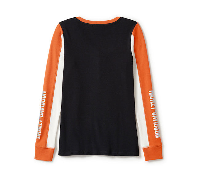 Henley Essential - Colorblock - Harley Black &Harley Orange