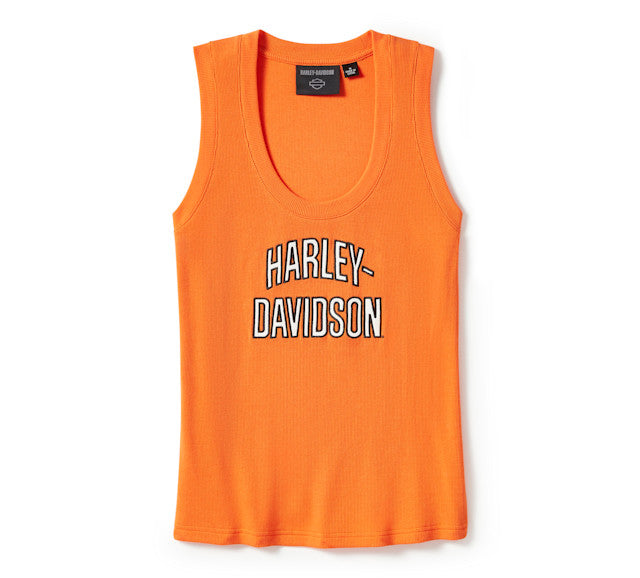 Débardeur côtelé Essential Arched Font - Harley Orange