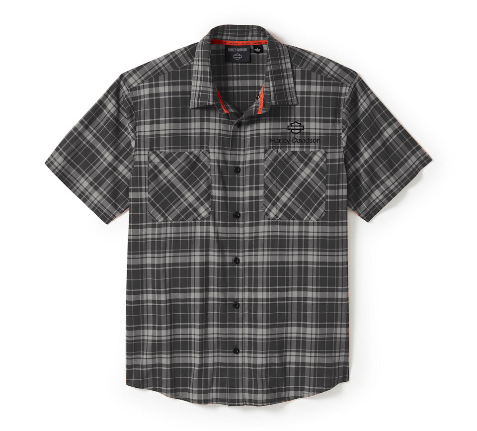 Chemise à manches courtes H-D® TECH Coolmax® à carreaux  - Plaid - Ghost Gray & Asphalt
