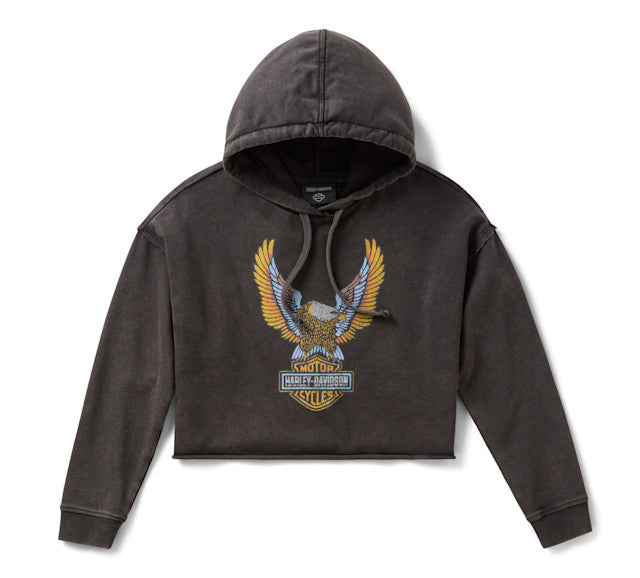 Sweat à capuche court Neon Eagle - Harley Black