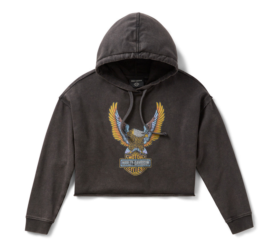 Sweat à capuche court Neon Eagle - Harley Black