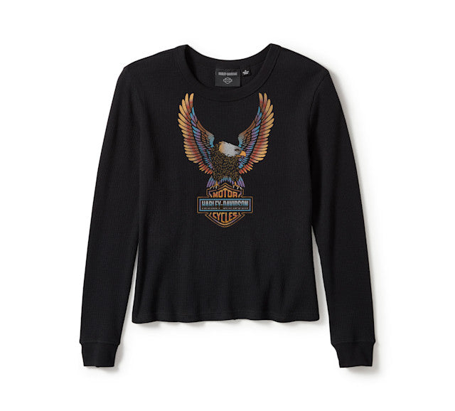 Pull à manches longues Neon Eagle en tricot gaufré vieilli  - Harley Black