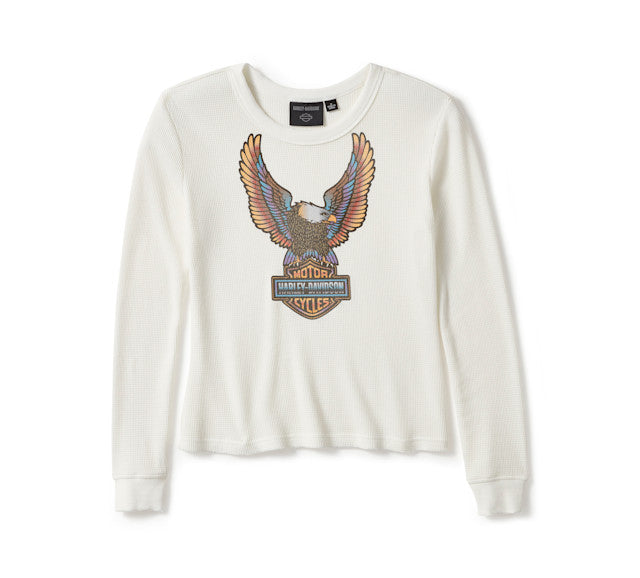 Pull à manches longues Neon Eagle en tricot gaufré vieilli  - Cloud Dancer