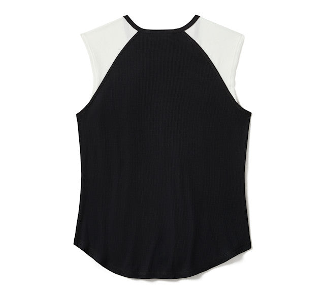 Débardeur Chrome Evo à manches raglan - Colorblock - Harley Black & Cloud Dancer