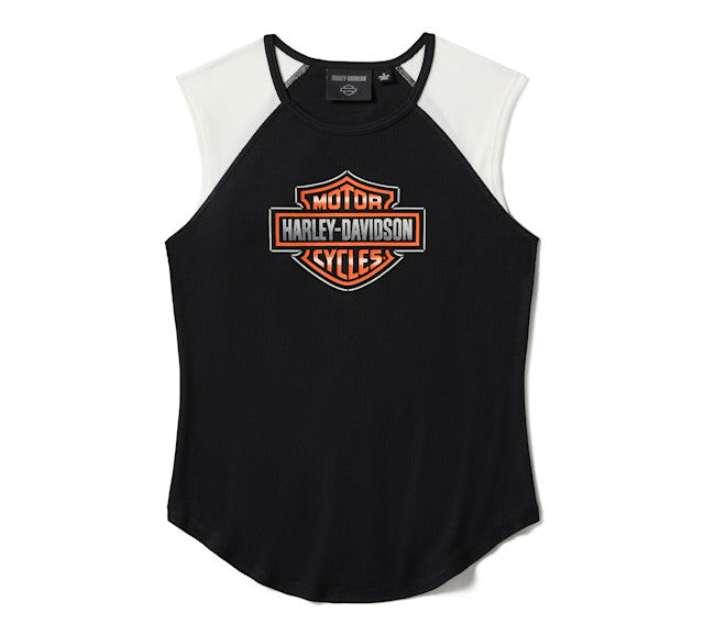 Débardeur Chrome Evo à manches raglan - Colorblock - Harley Black & Cloud Dancer