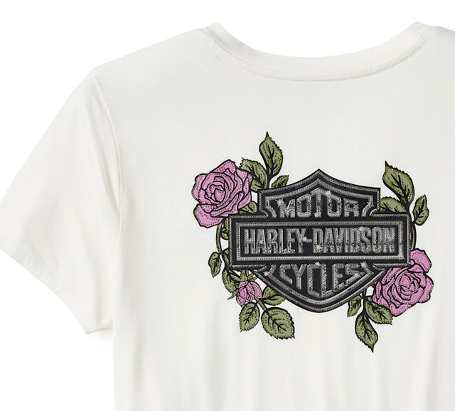 T-shirt Rose & Thorn Bling à col en V - Cloud Dancer
