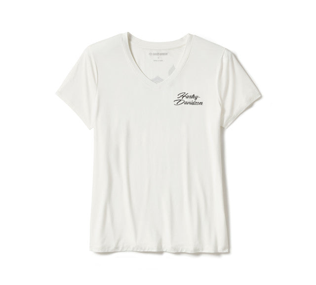T-shirt Rose & Thorn Bling à col en V - Cloud Dancer