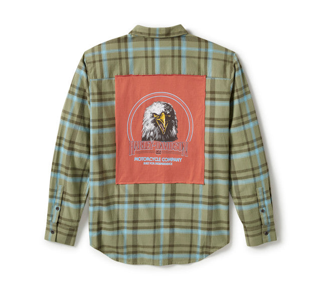 Chemise à manches longues Patch Woven - Plaid - Oil Green & Grape Leaf