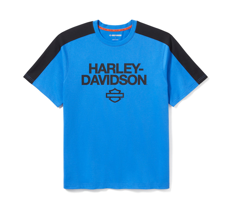 T-shirt H-D® TECH Coolmax® pour homme - Colorblock - Nebulas Blue & Harley Black