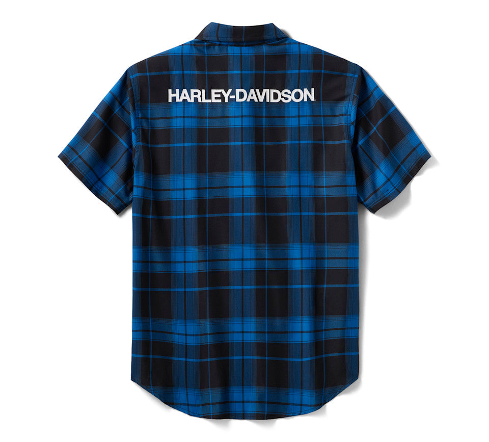 Chemise à carreaux H-D® TECH Coolmax® pour homme - Plaid - Nebulas Blue & Harley Black