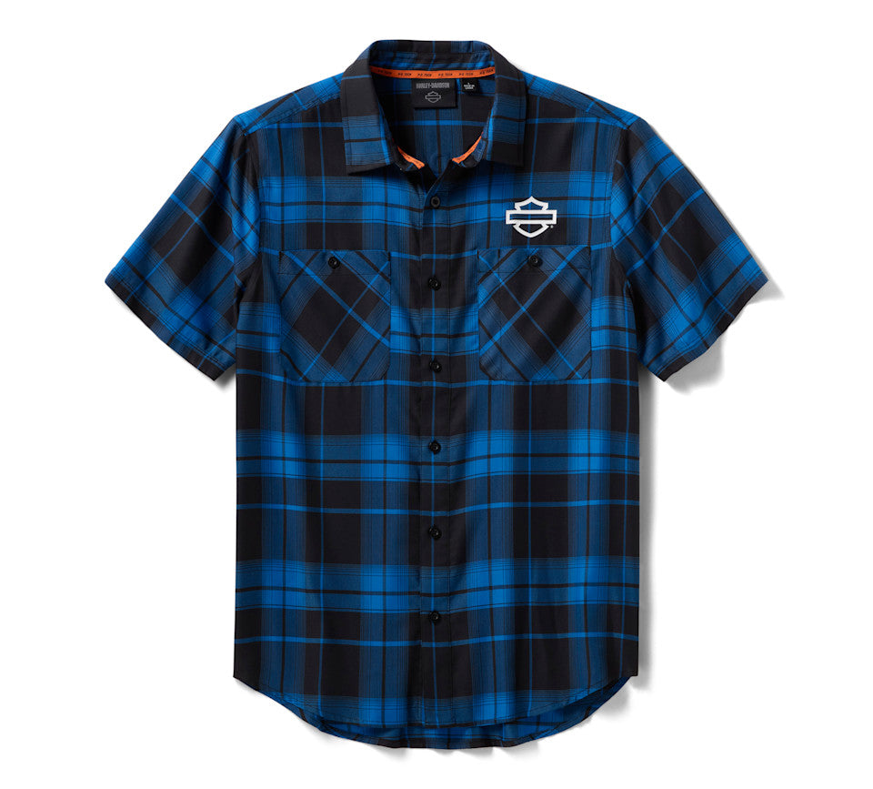 Chemise à carreaux H-D® TECH Coolmax® pour homme - Plaid - Nebulas Blue & Harley Black
