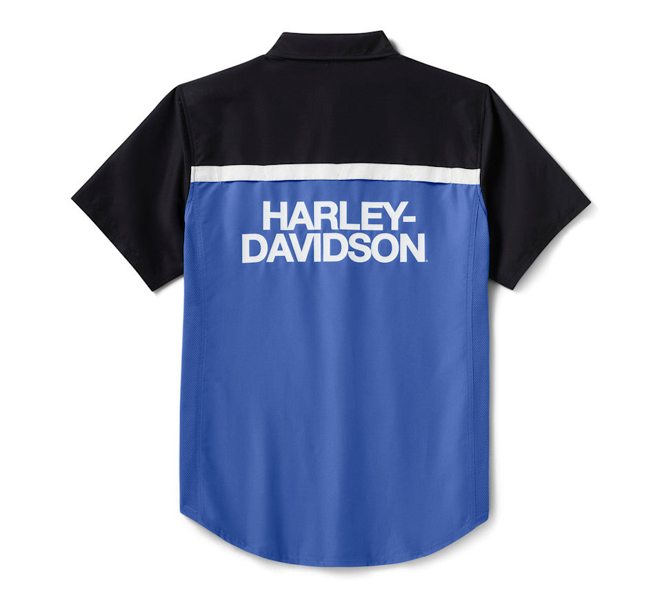 Chemise ventilée H-D® TECH pour homme - Colorblock - Nebulas Blue & Harley Black
