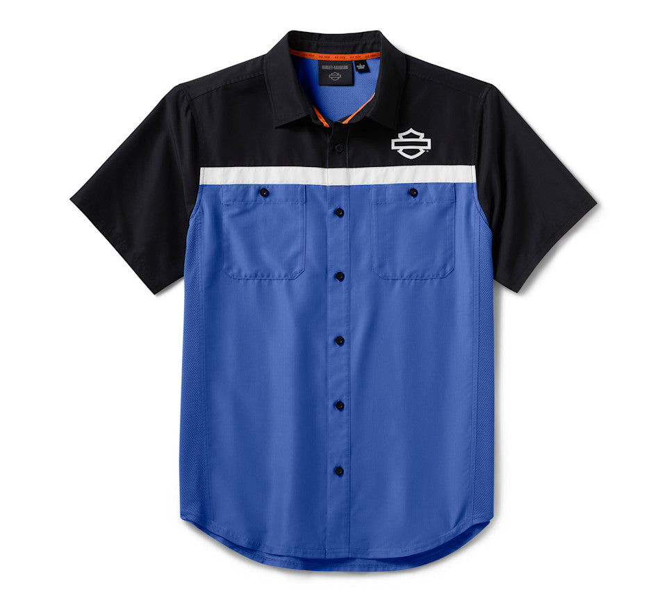 Chemise ventilée H-D® TECH pour homme - Colorblock - Nebulas Blue & Harley Black