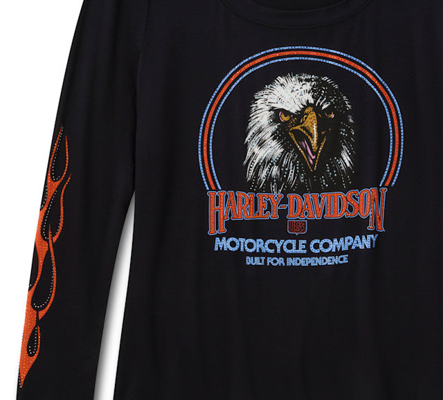 T-shirt à manches longues Bling Flaming Iron Eagle