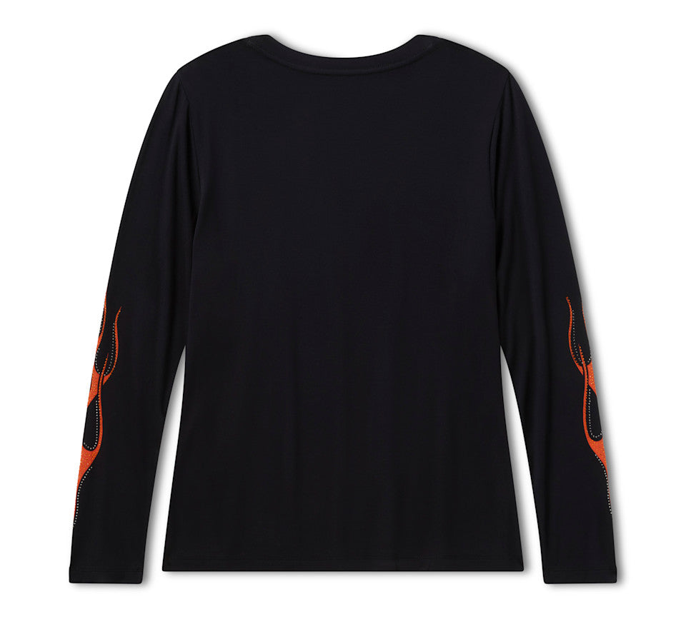 T-shirt à manches longues Bling Flaming Iron Eagle