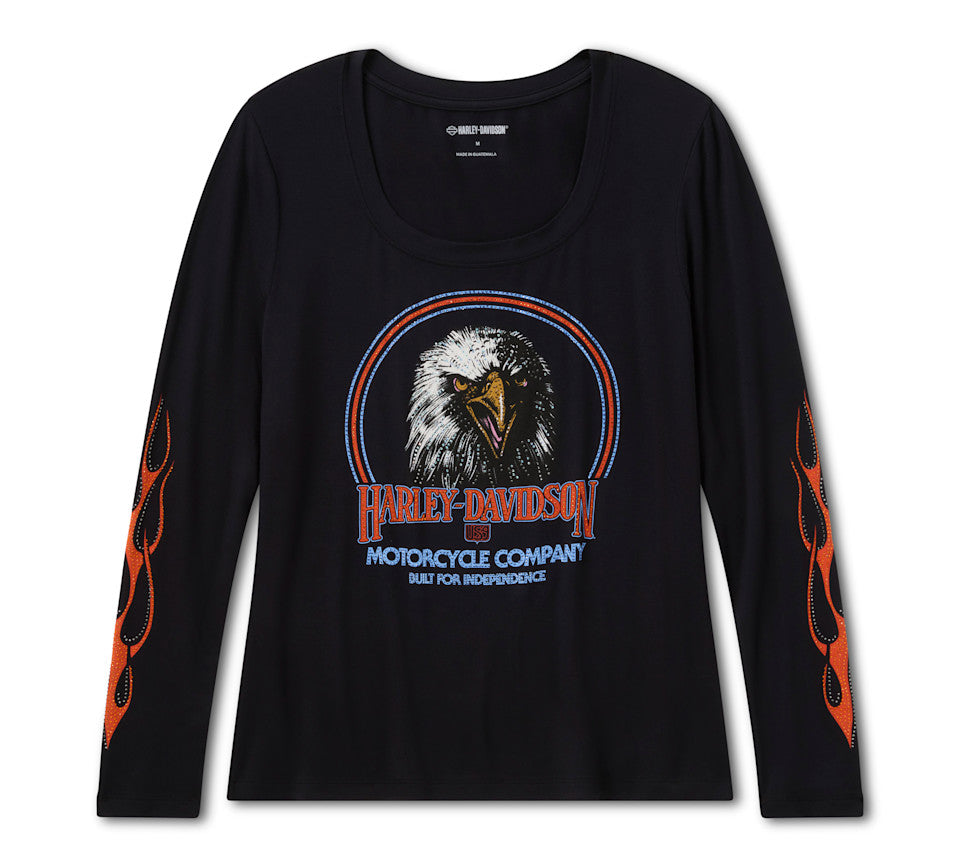T-shirt à manches longues Bling Flaming Iron Eagle