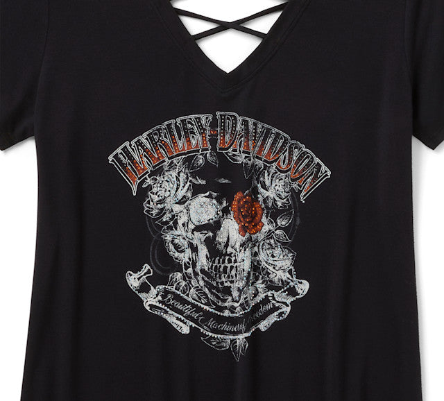 T-shirt à manches courtes Bling H-D® Afterlife à dos lacé - Harley Black