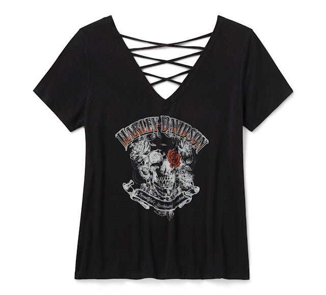 T-shirt à manches courtes Bling H-D® Afterlife à dos lacé - Harley Black