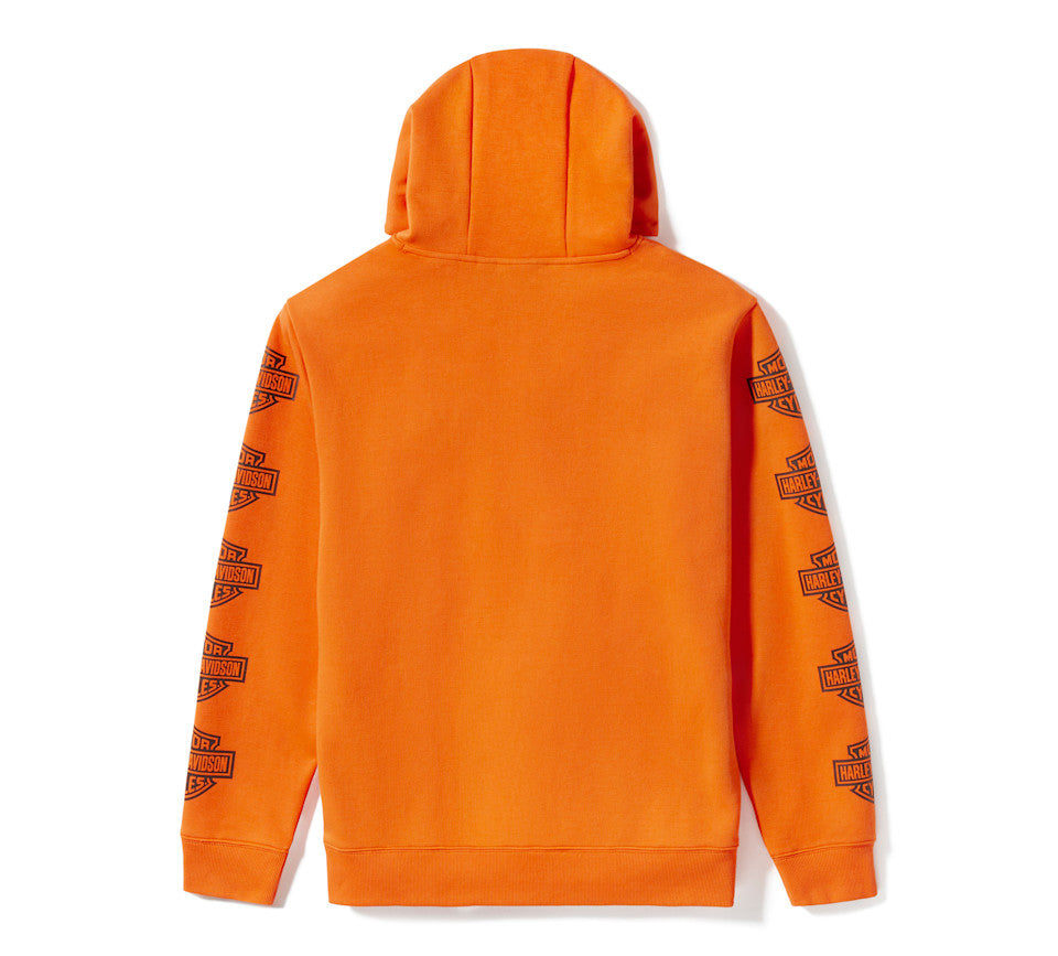 Sweat à capuche pullover Bar & Shield Essential pour homme - Harley Orange