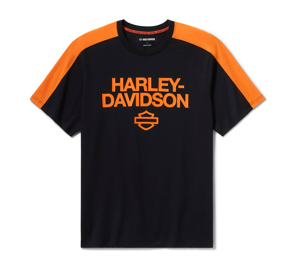 T-shirt H-D® TECH Coolmax® pour homme - Colorblock - Harley Black & Harley Orange