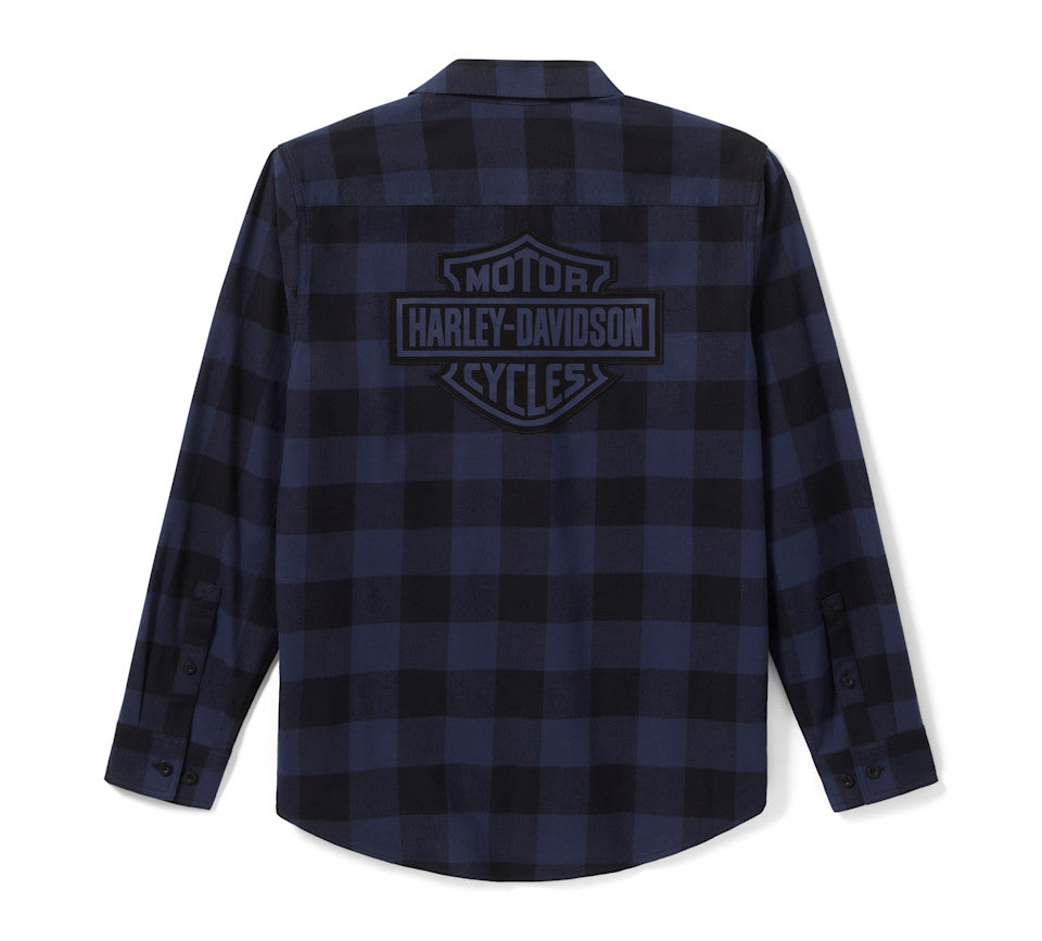 Chemise en flanelle à carreaux Buffalo Bar & Shield pour homme - Plaid - Mood Indigo/Harley Black