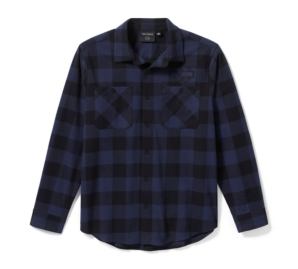 Chemise en flanelle à carreaux Buffalo Bar & Shield pour homme - Plaid - Mood Indigo/Harley Black