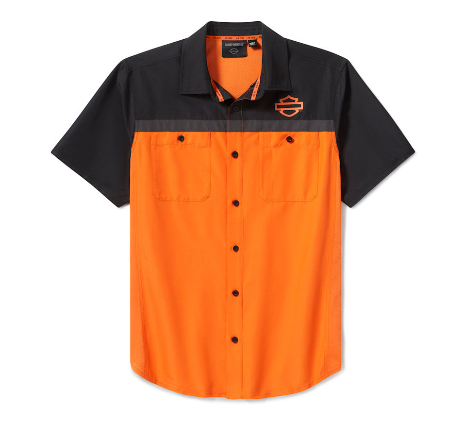 Chemise ventilée H-D® TECH pour homme - Colorblock - Harley Orange & Harley Black