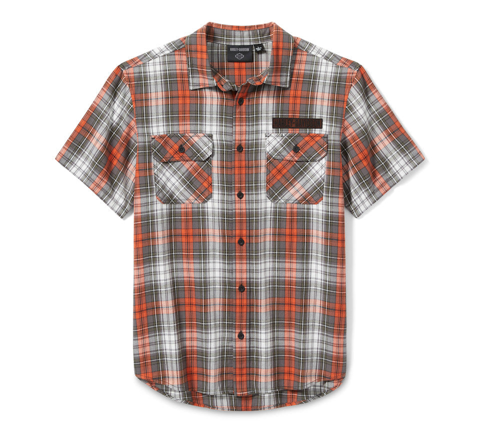 Chemise à carreaux teinte en fil Block Font pour homme - Plaid - Cloud Dancer & Cinder
