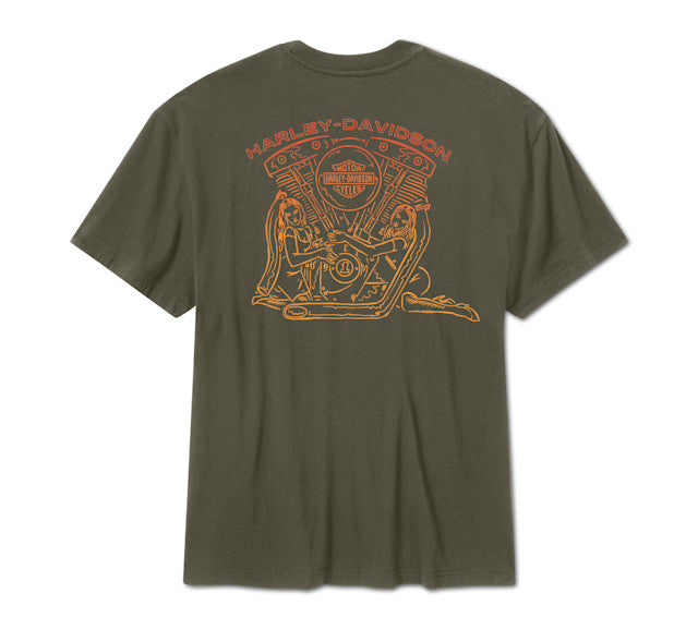 T-shirt H-D Engine Twins à manches courtes pour hommes - Grape Leaf