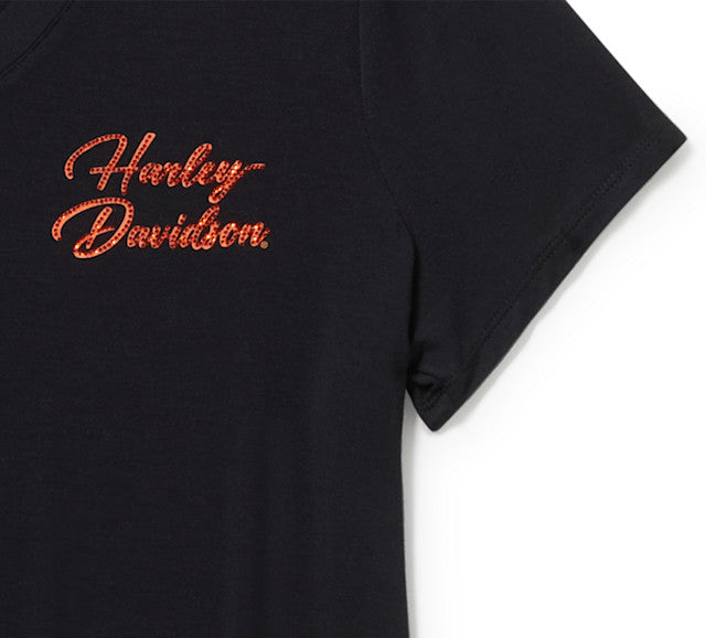 T-shirt à col en V Essential Bling pour femme