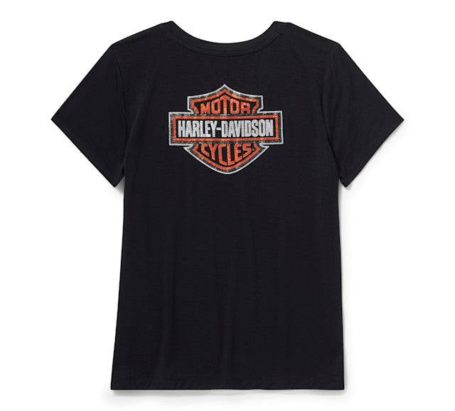 T-shirt à col en V Essential Bling pour femme