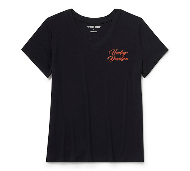T-shirt à col en V Essential Bling pour femme