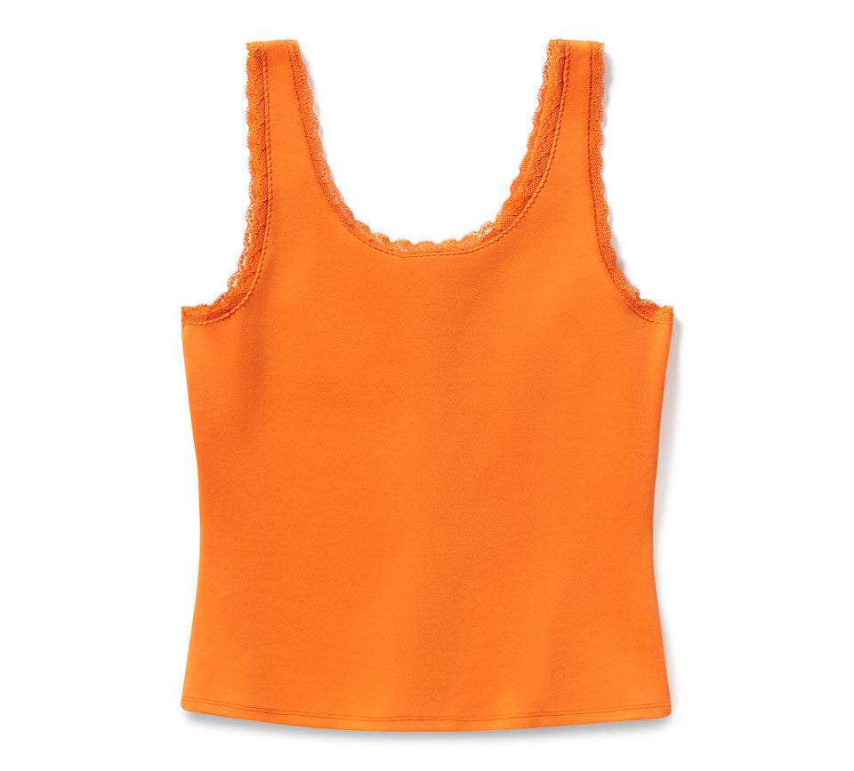 Débardeur Vintage Flames Bling Lace Trim - Harley Orange