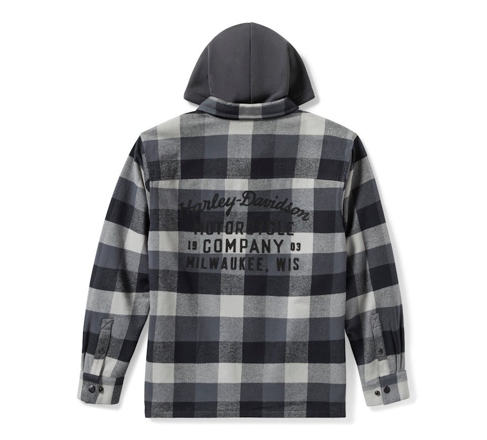 Sur-chemise à capuche Traveler - Plaid - Asphalt & Harley Black