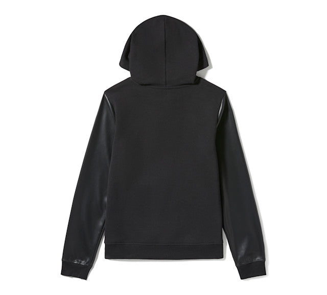 Sweat à capuche à manches en similicuir - Harley Black