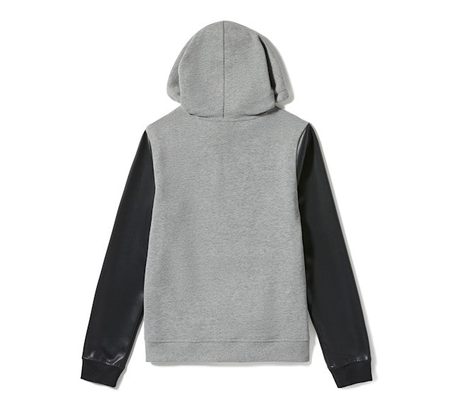 Sweat à capuche à manches en similicuir - Colorblock - Medium Grey Heather & Harley Black